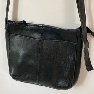 Duluth Trading Co Black Leather Slim Crossbody Bag